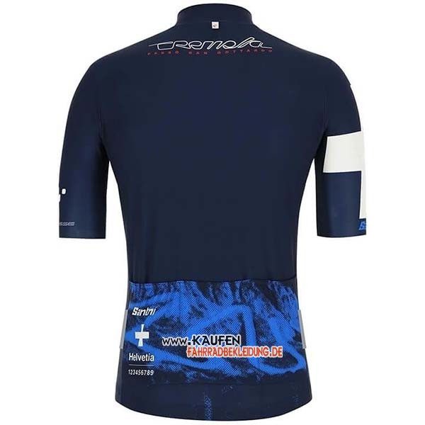 Tour de Suisse Kurzarmtrikot 2019 und Kurze Tragerhose Dunkel Blau Wei